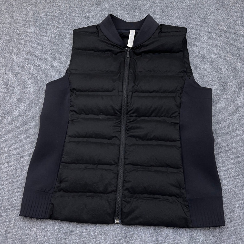 lululemon Down & Around Vest Womens 12 Black Puffer Stretch Lightweight Full Zip